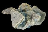 Cubic, Blue-Green Fluorite Crystals on Quartz - China #142614-2